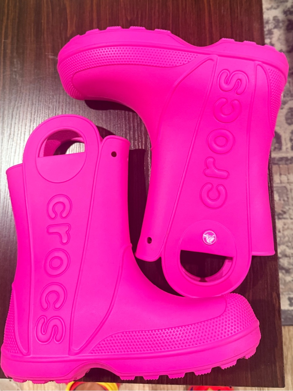 CROCS Bright Neon Pink Rain Boots